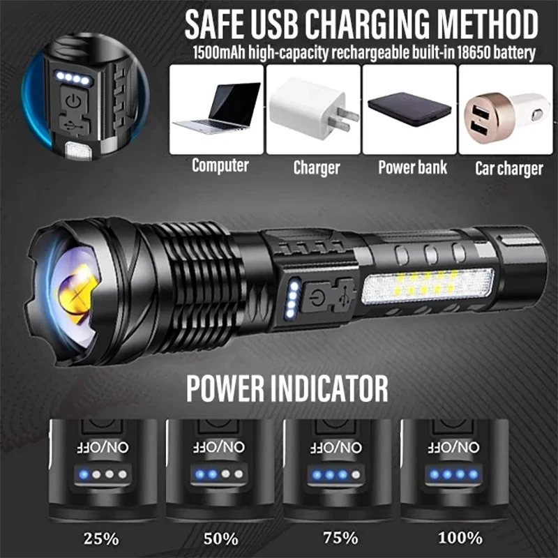 Powerful LED Flashlight Rechar - đánh giá và giá Outdoor Power Lights