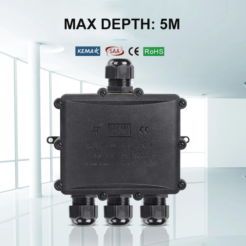 4Way 1In3Out IP68 Waterproof 4 - đánh giá và giá Outdoor Power Cable Junction Box